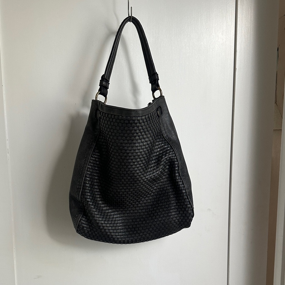 Moda Luxe Black Woven Hobo Bag